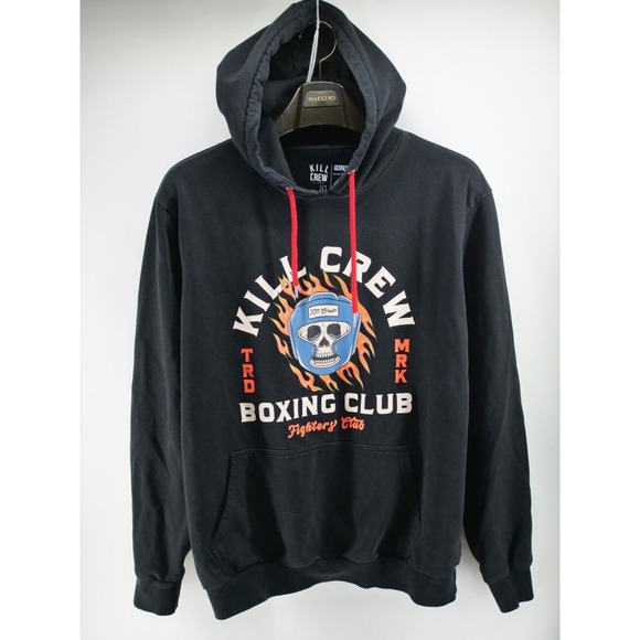 KILL CREW BOXING CLUB BOXING FLAME‎ HOODIE Mens BLACK SIZE Large